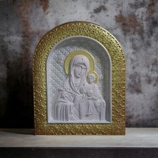 Icono de la Madre de Dios, yeso. Theotokos, Virgen María, la flor que no se desvanece