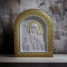 Icon of the Mother of God, plaster. Theotokos, Virgin Mary, The Unfading Flower