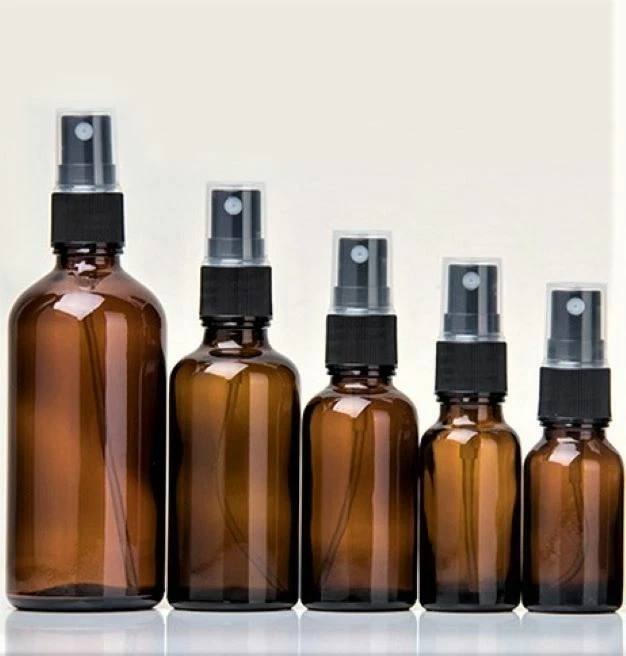 AMBER Glass Spray Bottles with BLACK ATOMISER / Mist Spray Refillable 10 - 100ml - Image 4 of 4