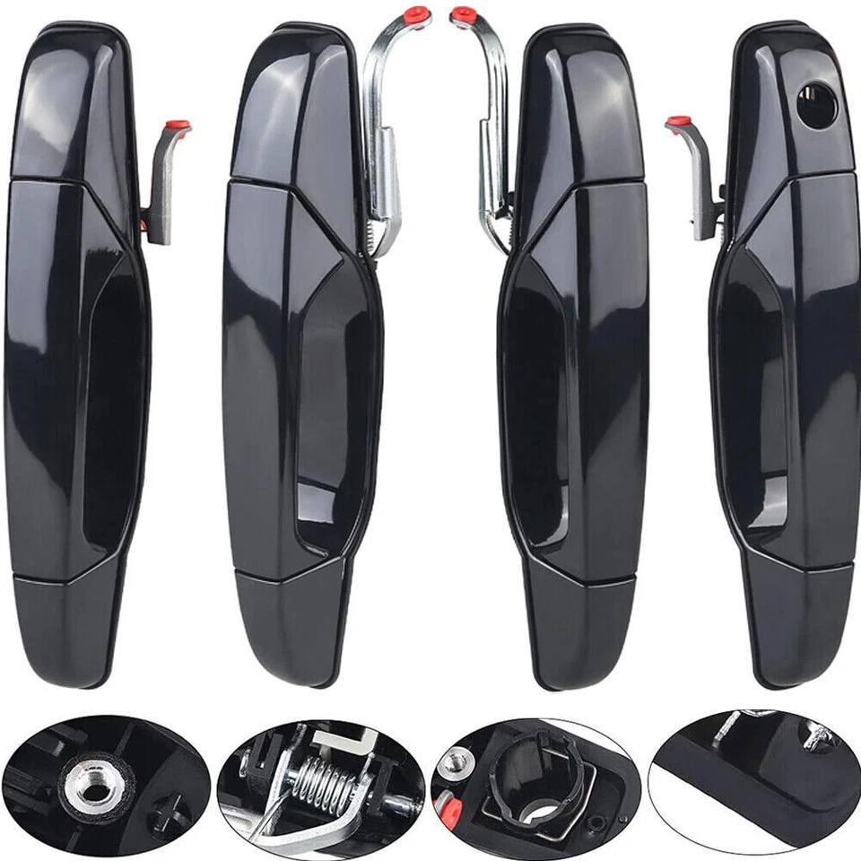 4PCS Door Handle Gloss Black Fits For 2007-2013 Chevy Tahoe Silverado GMC Yukon - Image 2 of 4