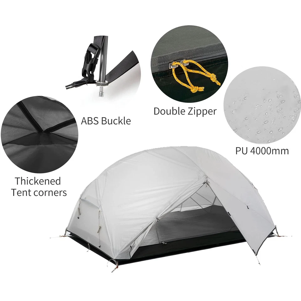 Tienda de campaña ultraligera para mochileros para 2 personas 3 estaciones camping Foto 2 de 4