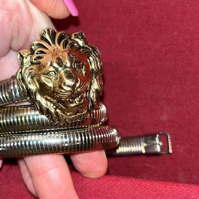 GOLDEN LION Head STRETCHY BELT ACCESSOCRAFT NYC Gold Tone  display picture 1