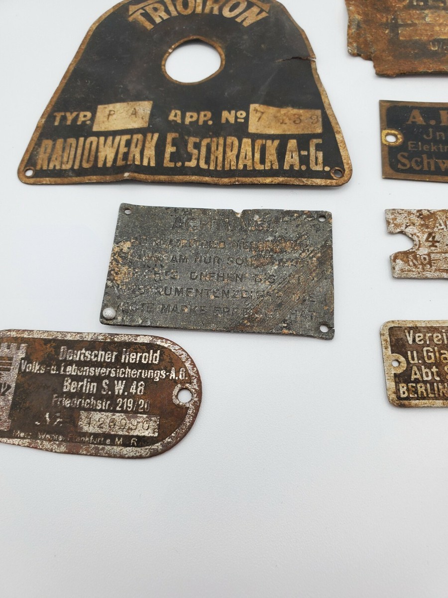WW2 Era German Industrial ID Plates Lot Triotron Schrack Radio