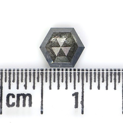 0.58 CT Natural Loose Hexagon Cut Diamond 5.70 MM Salt And Pepper Diamond NQ2453 - Afbeelding 7 van 8
