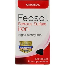 Feosol Ferrous Sulfate High Potency Iron Tablets, Original, 120 Ea