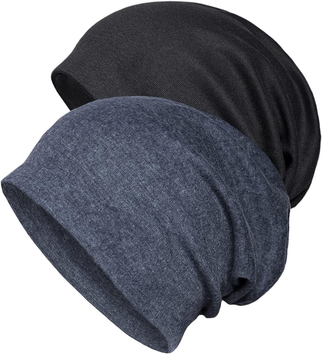 Fine Knit Slouchy Beanie Hat - Soft Cotton Stretchy Beanie EINSKEY Cotton Slouchy Beanie Hat, Lightweight Oversize  main image 2