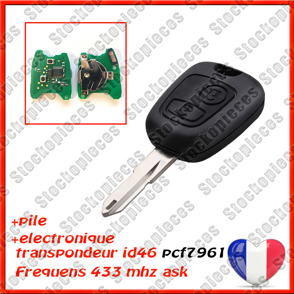 Clé vierge avec carte électronique pour Peugeot 206 et 206CC et 206SW à programmer