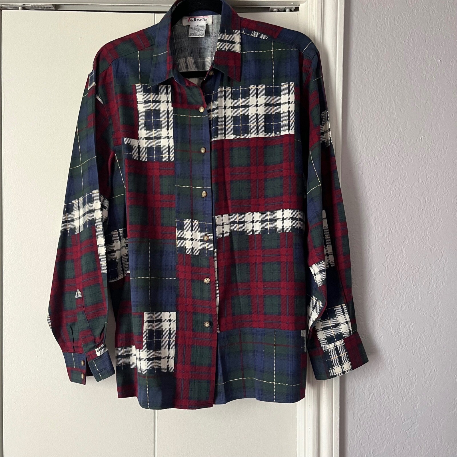 Talbots Plaid Patchwork Button Down Long Sleeve S… - image 1