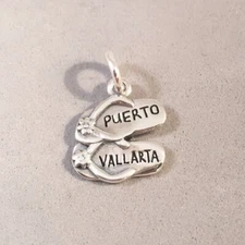 .925 Sterling Silver PUERTO VALLARTA CHARM Mexico Flip Flops TM07