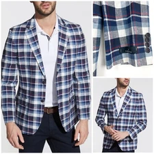 Nautica Modern Fit New Linen Blend Sport Coat Jacket Mens Blazer Navy Blue 40R