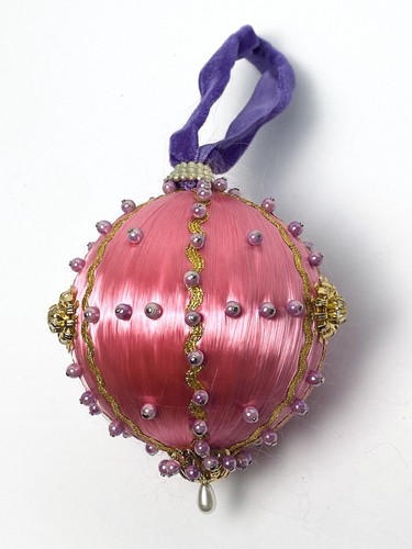 Vintage Perlen Pailletten Stecknadel Ornament Weihnachten Rosa Gold Lila Strass 4" - Bild 3 von 15