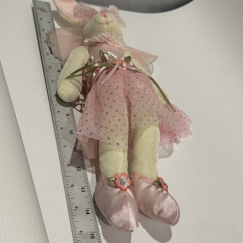 Bunny Rabbit Easter Plush Ballerina With Wings Ribbon Shoes Sparkles ...