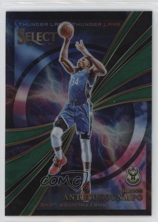 2022-23 Panini Select Thunder Lane Green Prizm Giannis Antetokounmpo #13 ub2