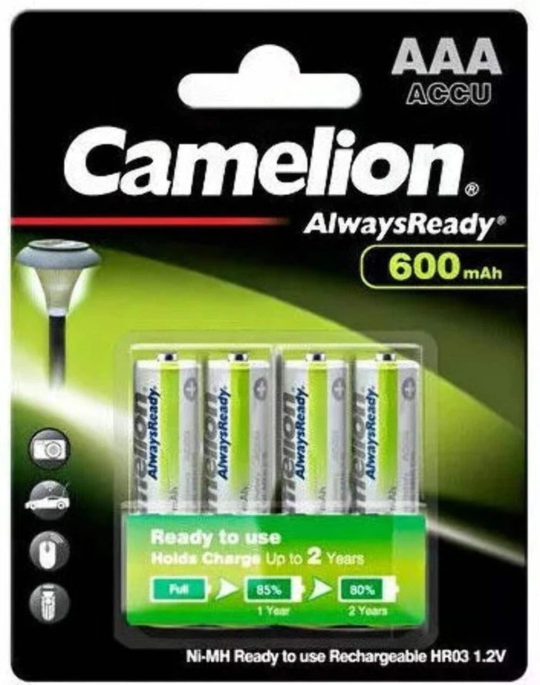 4x Piles Rechargeables AAA NiMH 800 mAh Préchargées Camelion - Photo 1/1