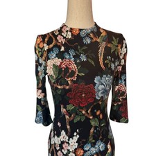 Alice + Olivia Delora Mock Neck Fitted Floral Dress size 0
