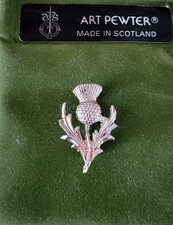 VTG Art Pewter Scottish Thistle Brooch 1 Card Paperwork No Box