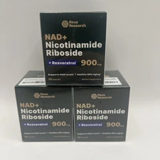 3 PACK NAD+ Nicotinamide Riboside Resveratrol 900mg Healthy Skin EXP: 11/26