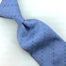 Turnbull & Asser England Tie Sky Blue Green Gold Micro Dashes Luxury Silk L3 New