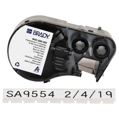 BRADY M4C-500-492 Precut Label Roll Cartridge,White,Matte 808DW1