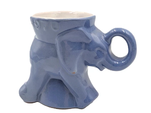 Frankoma Pottery Political GOP Elephant 1970 Cornflower Blue Coffee Tea Mug #1