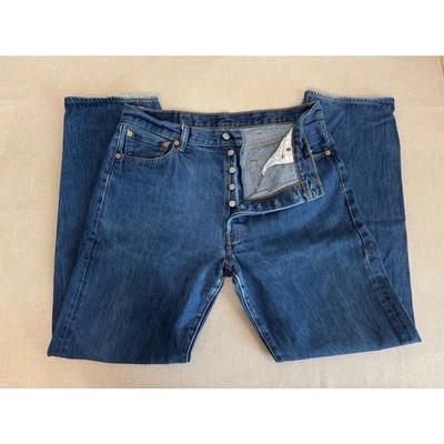 Levis 501 Original Fit Mens Blue Denim Straight Leg Button Fly Jeans W38 L36