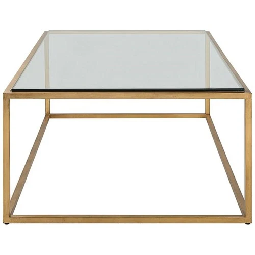 Uttermost Bravura Contemporary Iron and Tempered Glass Coffee Table in Gold - Picture 4 of 6