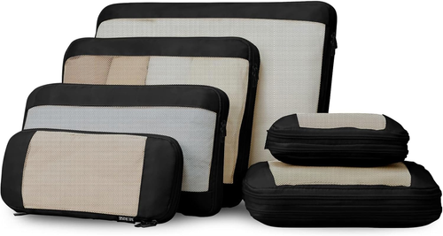 Organizer Per Valigie A Compressione 4 Pezzi: Cubi Da Viaggio Per Zaino E Bagaglio (Nero) - 3