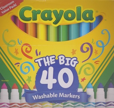 Crayola Ultra-Clean waschbare klassische Marker, feine Spitze, klassische Farben, 40/Set