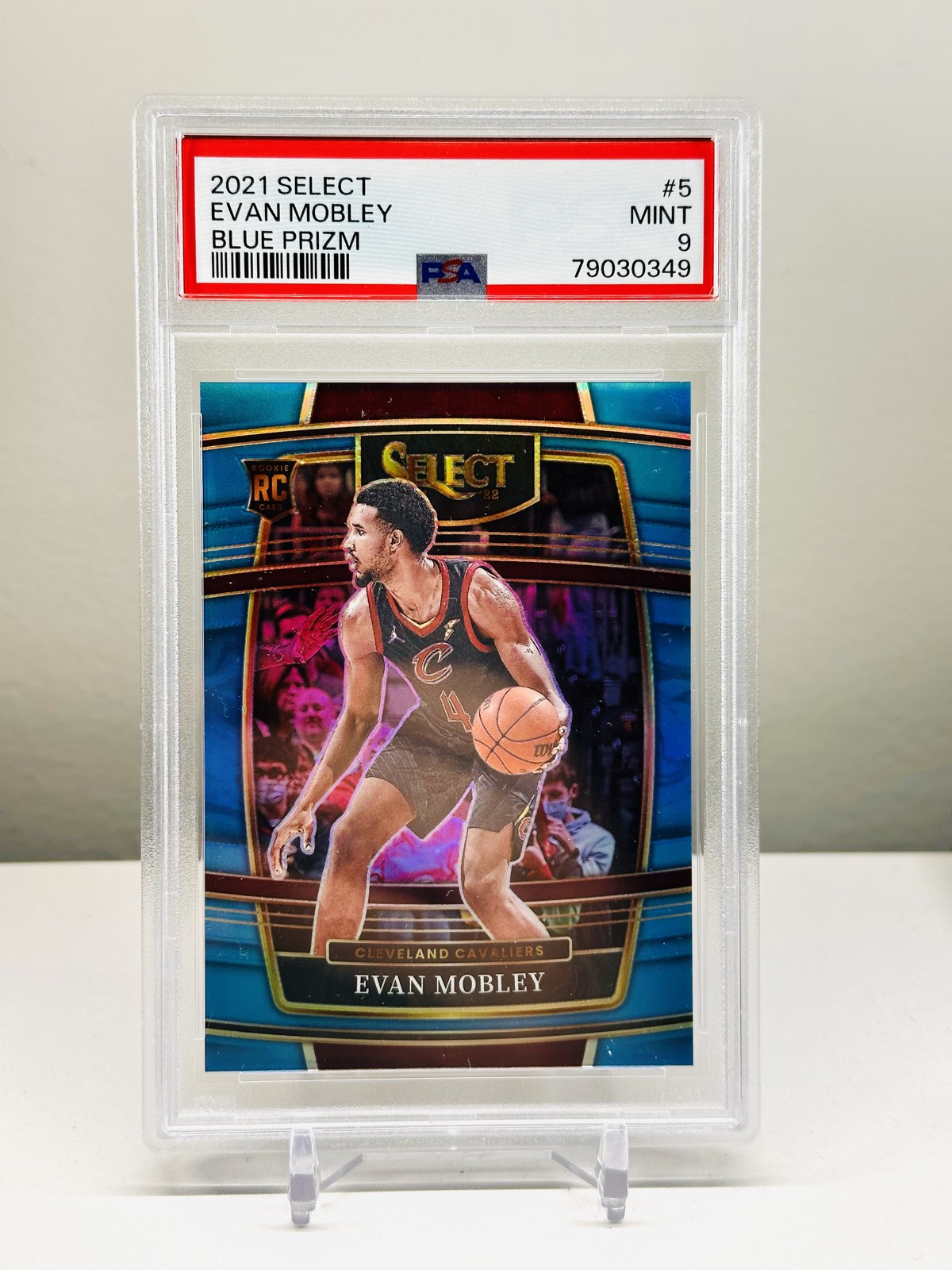 Evan Mobley /299 RC PSA 9 2021-22 Panini Select Concourse #5 Light Blue Prizm