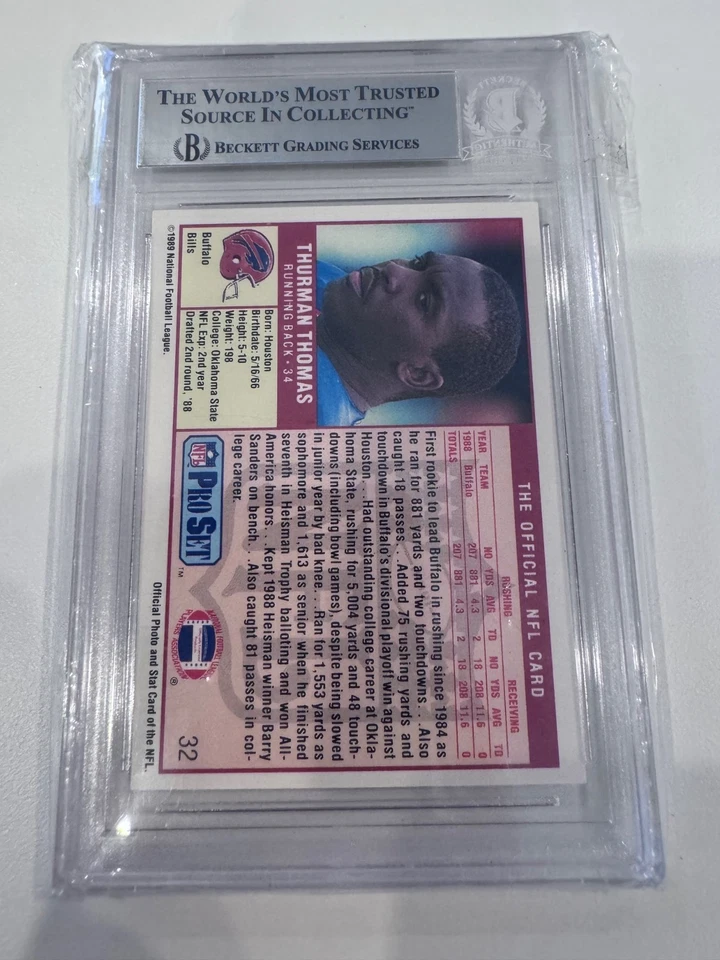 THURMAN THOMAS 1989 Pro Set Autograph Rookie RC Buffalo Bills PSA/DNA #32 Auto - Image 2 of 2