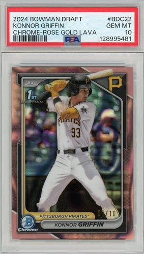 2024 Bowman Draft Konnor Griffin 1st Chrome Rose Gold Lava /10 PSA 10 #BDC22