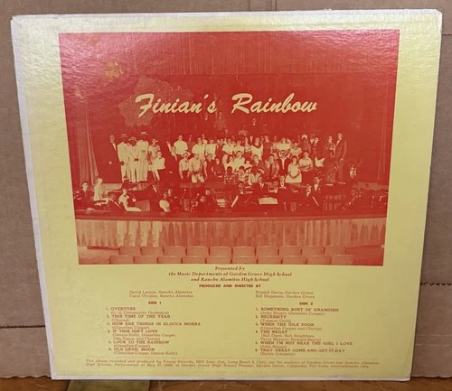 GARDEN GROVE/RANCHO ALAMITOS HIGH SCHOOL FINIAN'S RAINBOW LP 1960 Private Press