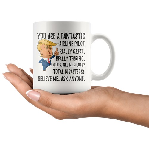 Funny Fantastic Airline Pilot Coffee Mug, Unique Pilot Trump Gifts, Pilot Gift - Picture 2 of 4
