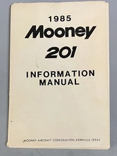 1985 Mooney ￼Aircraft 201 M20J Plane Pilots Information Manual #1531 RARE￼