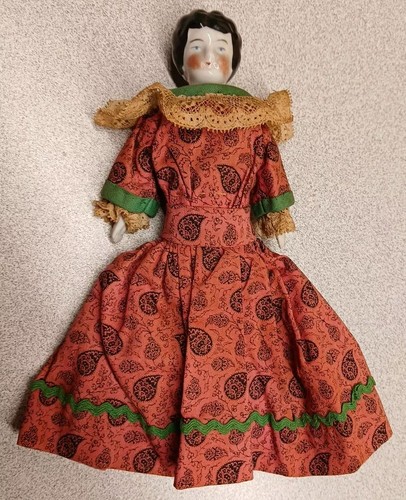 Antique Porcelain German Made China Doll Head Black Hair 7in - Picture 6 of 9