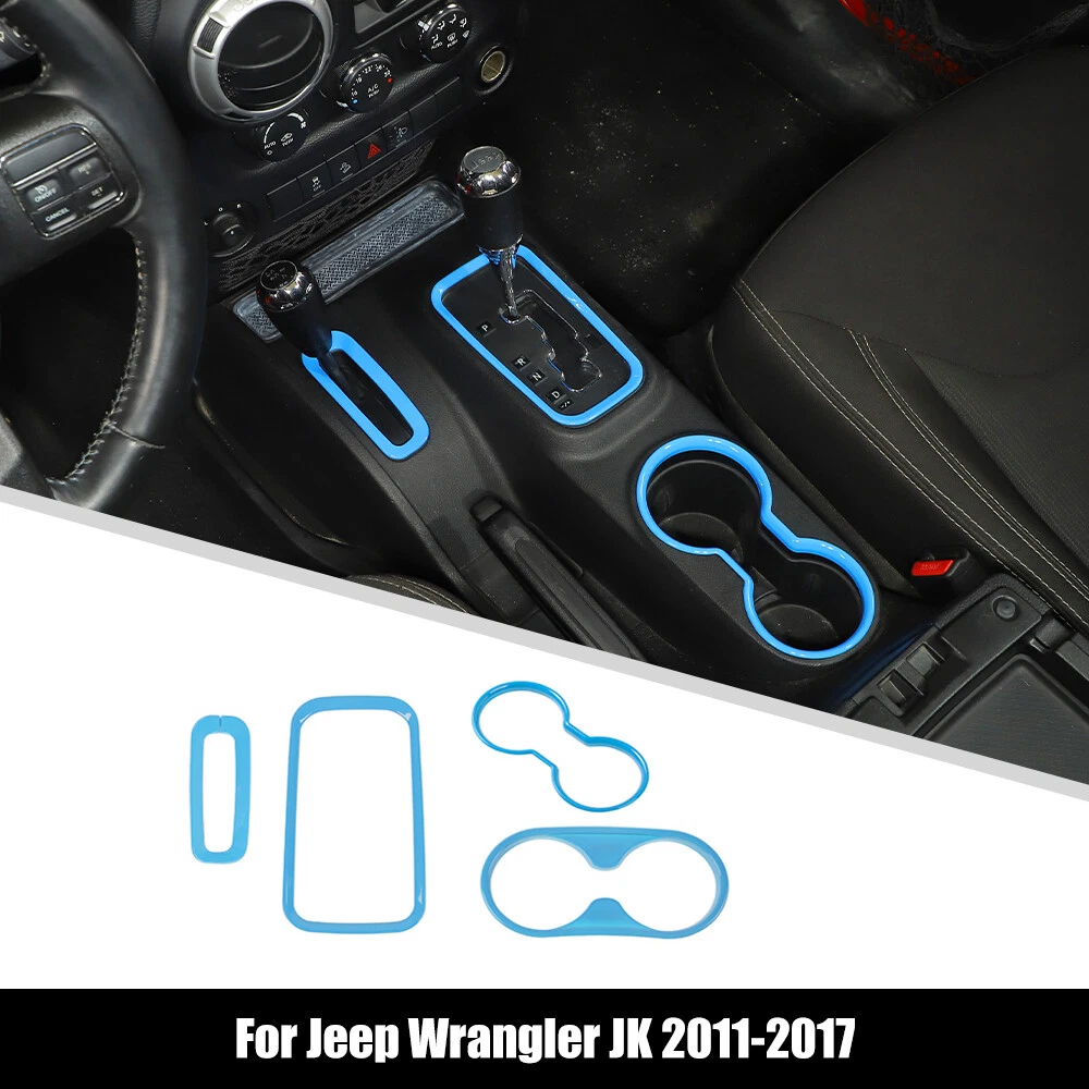 Light Blue Cup Holder Trim Gear Shift Panel Cover for Jeep