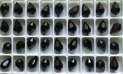 36 Preciosa Jet 15 x 9mm Facet Crystal Drops Chandelier Jewelry New Stock