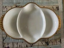 Vintage Fire King White Milk Glass 3 Section Relish Dish