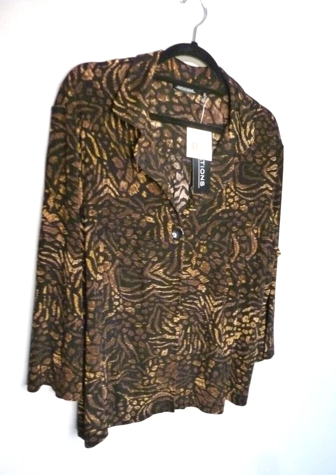 Notations 3/4 sleeve black brown animal print travel blazer jacket XL XXL NWT - Image 4 of 4