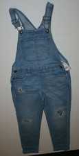 New OshKosh Kid Girls Denim Blue Jeans Long Pants Overalls 7 10 12 14 Rip Repair