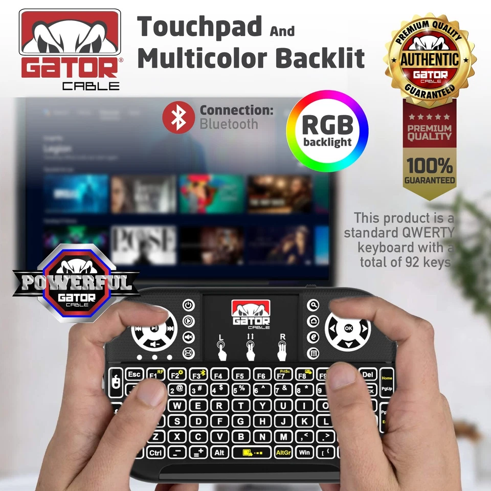 Mini Teclado Inalámbrico Bluetooth Control Remoto Panel Táctil Smart-TV Android TV PC Retroiluminado Foto 4 de 4