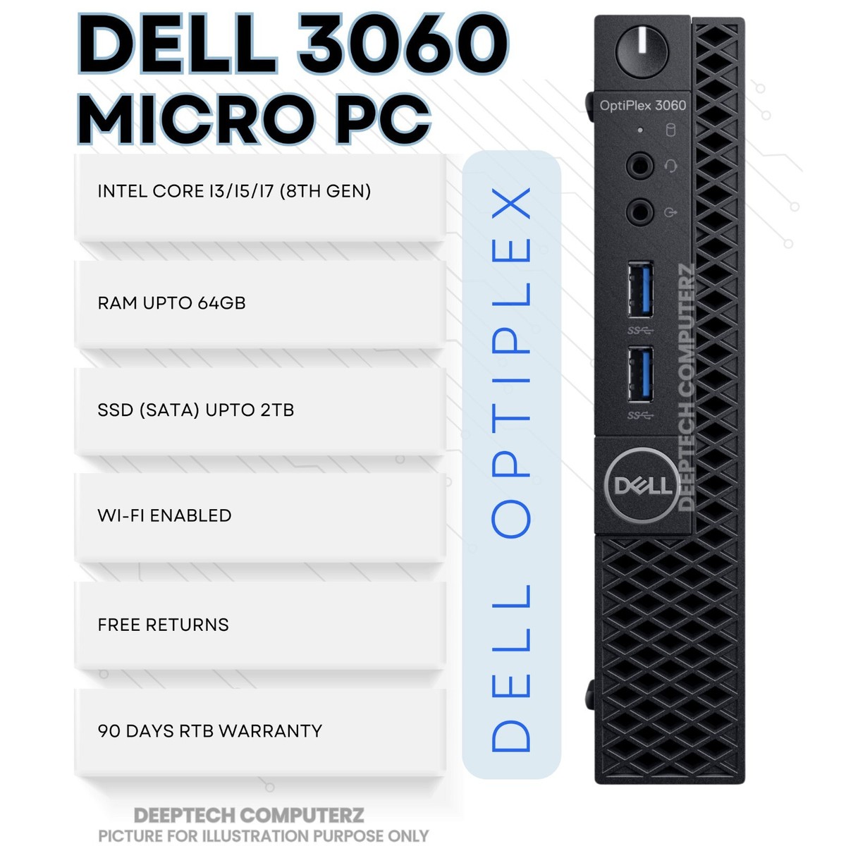 Dell Optiplex 3060 Micro PC i7-8500T 8th Gen 32GB RAM 2TB SSD Wi