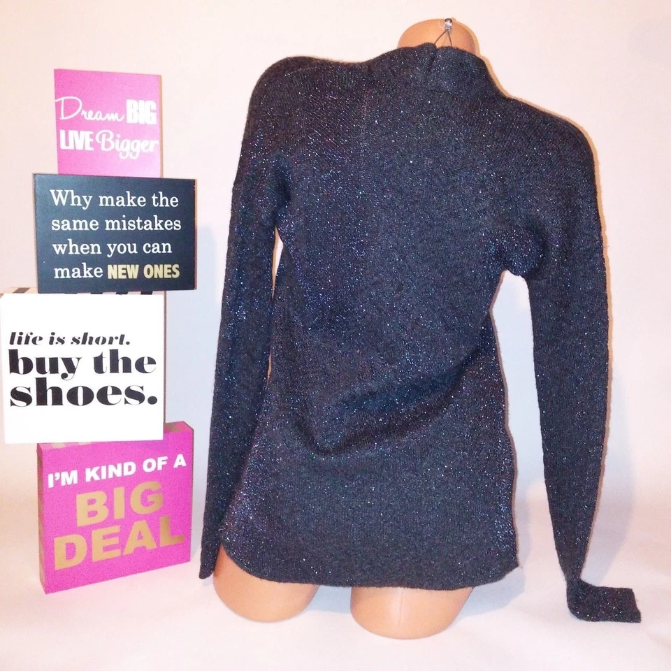 Suéter Simply Vera Wang Mujer Gris Metálico Manga Larga Pequeño Foto 4 de 4