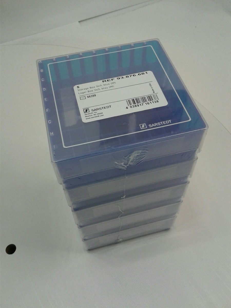 Sarstedt Storage Box 9x9, blue (PP) - ( Pack of 5 ) REF# 93.876