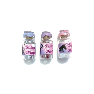 Dollhouse Halloween Potion Bottle Fairy Wing Pixie Dust Unicorn Breath Miniature
