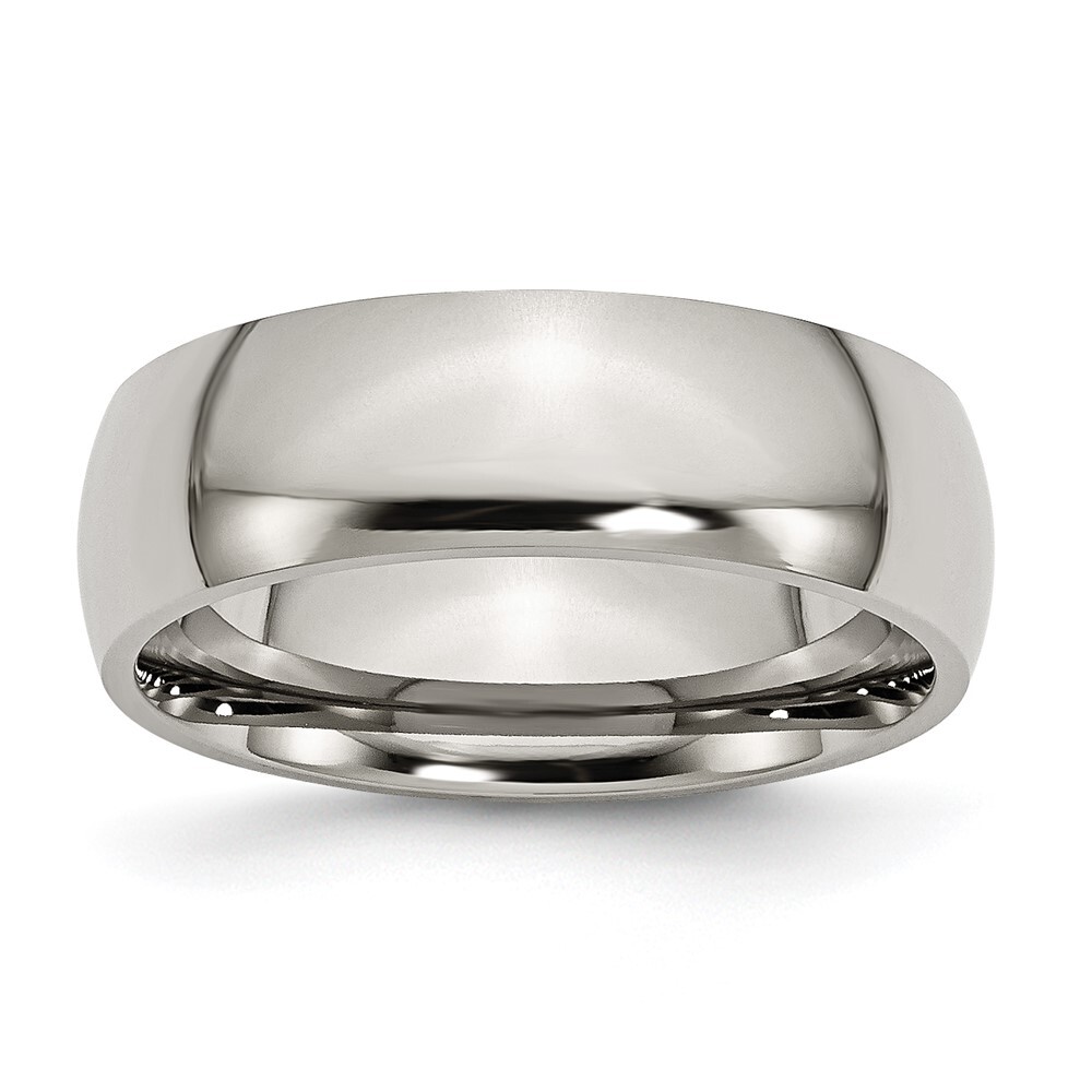 Titanium Polished 7mm Half Round Band Ring Size 9 for Men 3.7gm