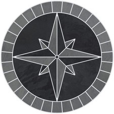 18" Tile Mosaic Medallion Mariners Compass Gray Black Slate Backsplash Flooring
