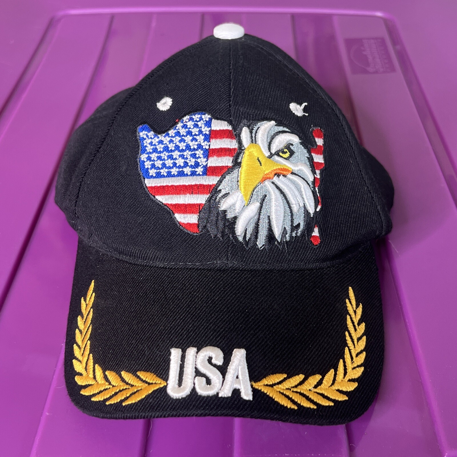 Bald Eagle American Flag USA Adjustable Hook Loop… - image 1