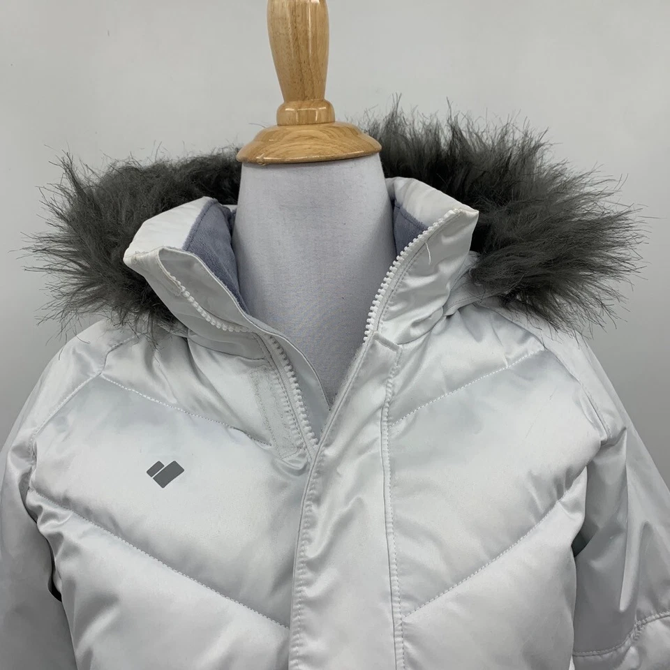 Chaqueta Obermeyer Niña L 14-16 Blanca Rellena Aislada Desmontable Piel Sintética Con Capucha Foto 4 de 4