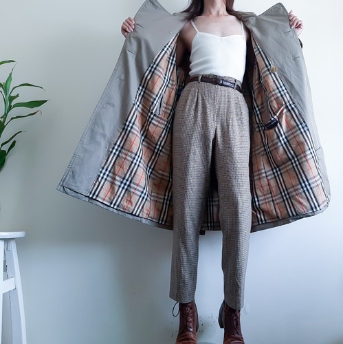 Burberrys Green Trench Coat Double Breasted Made in England Unisex Coat Size M - Picture 2 of 21